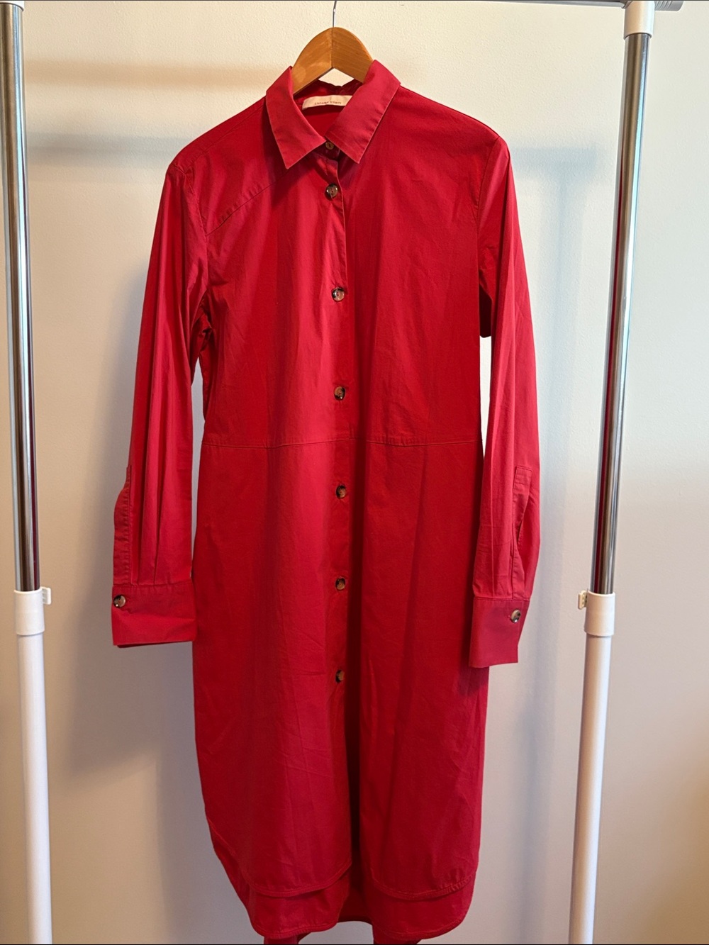 🇮🇹 Liviana Conte Tomato Red Button-Front Shirt Dress - Women's
